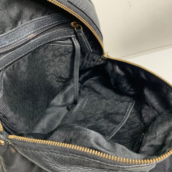 MICHAEL KORS Rhea Gold Tone Studded Black Leather Med Backpack ONE MISSING - Picture 13 of 16